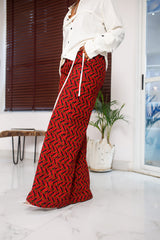 Faiza Red African print pant