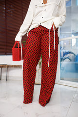 Faiza Red African print pant