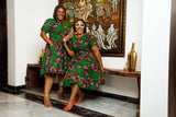 Gabriella Green African Print Dress