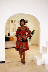 Ore African Print wrap dress