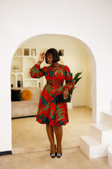 Ore African Print wrap dress