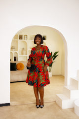 Ore African Print wrap dress