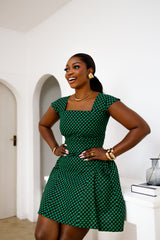 Unoma Green African print Dress