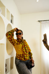 Habibah Yellow African print top