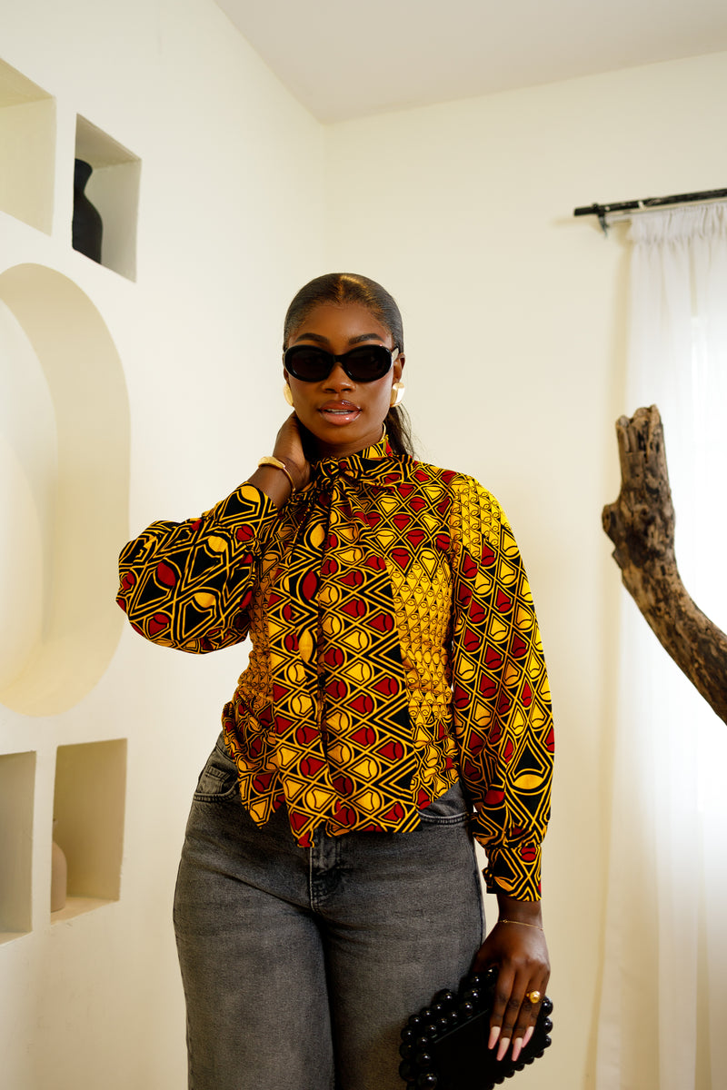 Habibah Yellow African print top