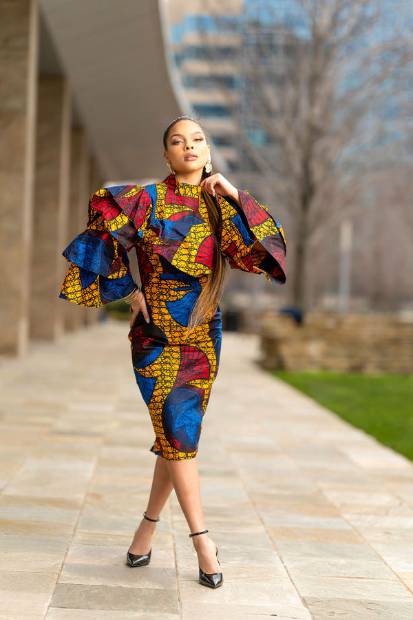 Tireni African print Midi dress