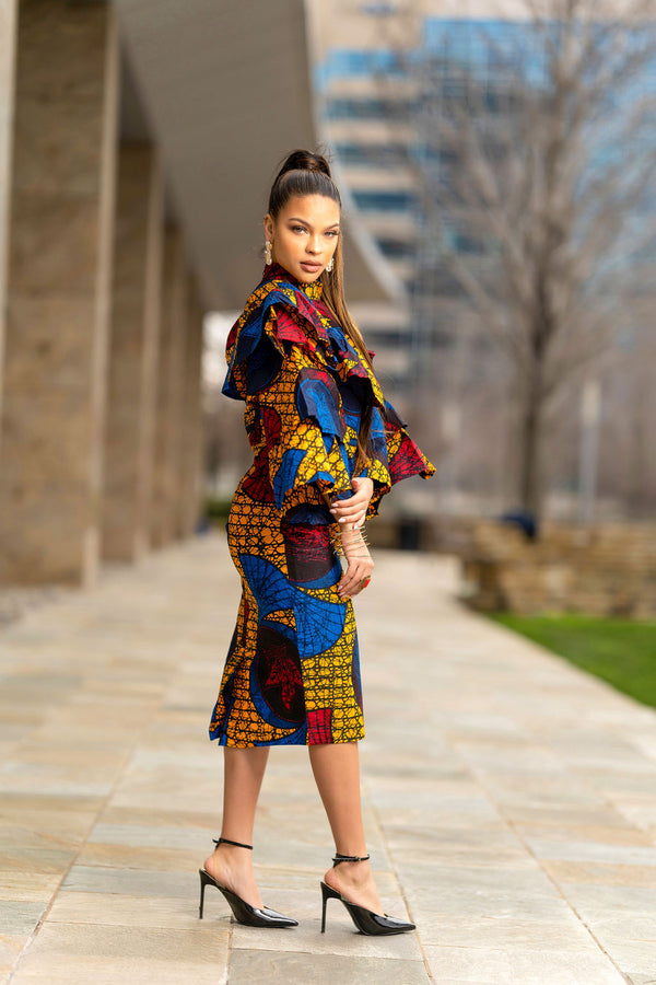 Tireni African print Midi dress