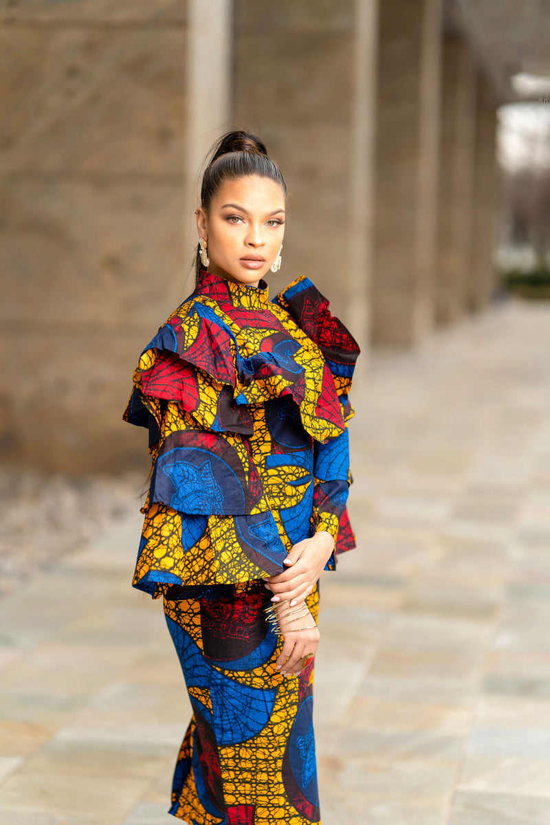 Tireni African print Midi dress