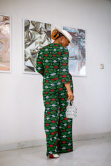 Ngozi African Print Jumpsuit in Green