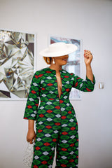 Ngozi African Print Jumpsuit in Green