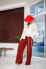 Faiza Red African print pant