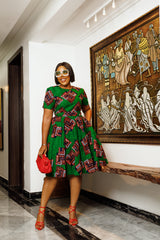 Gabriella Green African Print Dress