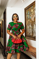 Gabriella Green African Print Dress