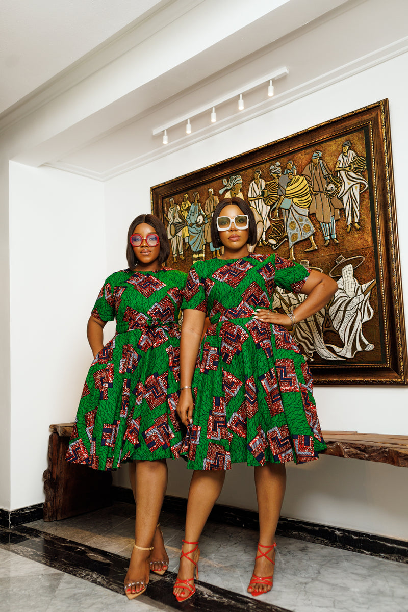 Gabriella Green African Print Dress
