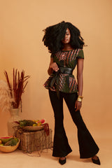 Alikah African print peplum Top